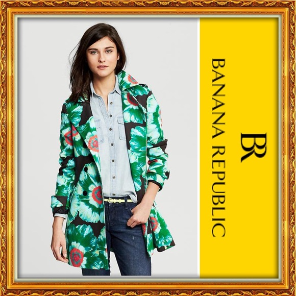 Banana Republic Jackets & Blazers - EUC | Banana Republic Floral Belted Trench Coat!!